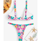 Ladies European And American Floral Split Swimsuit