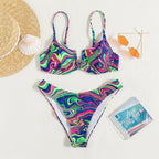 Bikini Two-piece Patterned Suspender Swimsuit