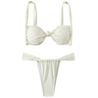 Women's Solid Color Sexy Lacing Sling Split Swimsuit