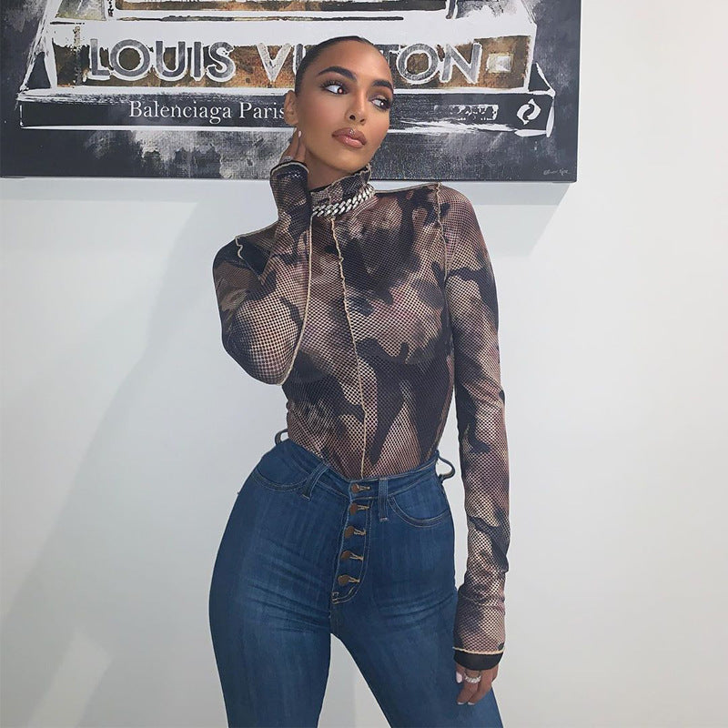 Camouflage long sleeve jumpsuit