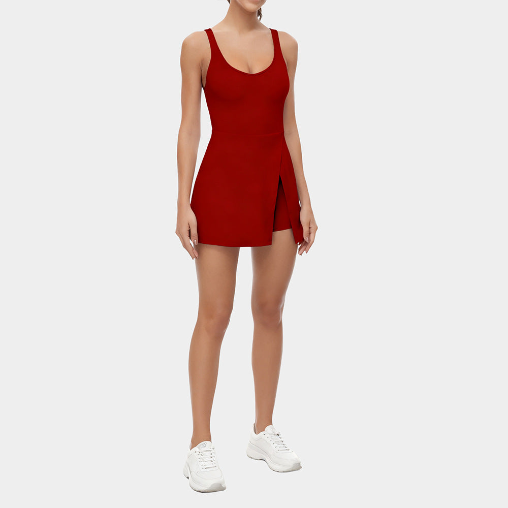 Womens Strappy Split Jumpsuit Athletic Dress