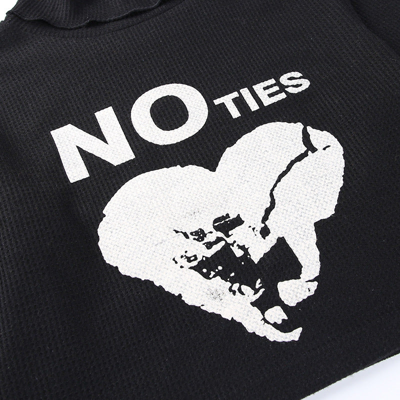 Letter Print Turtleneck Sweater Women's Inner Wear