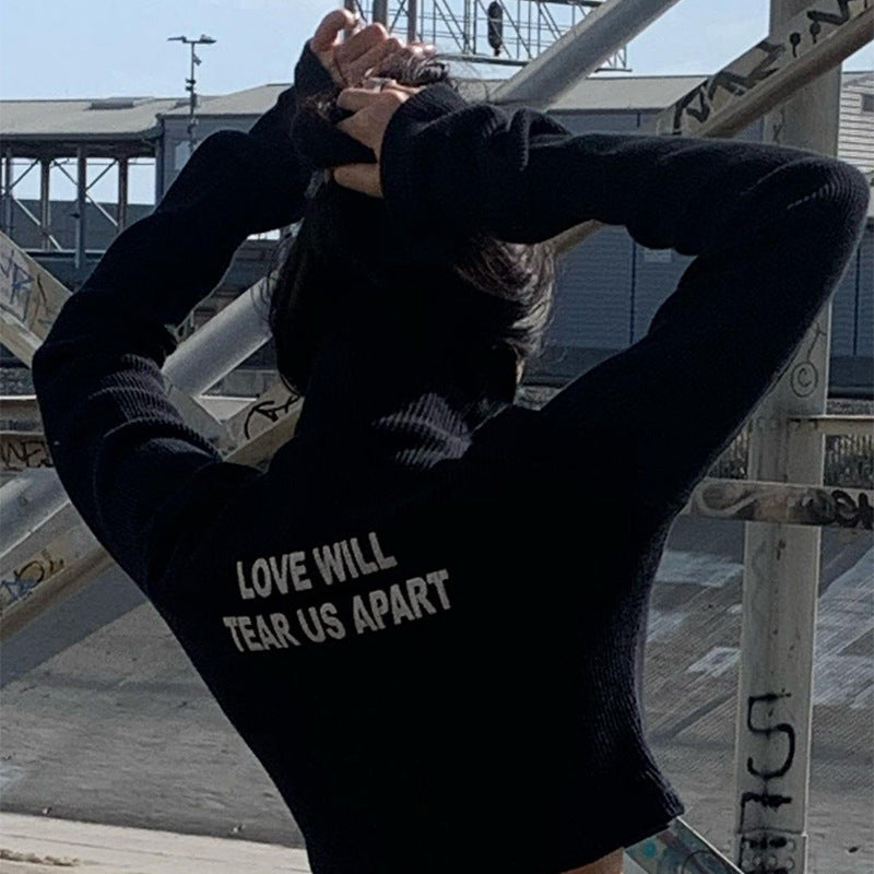 Letter Print Turtleneck Sweater Women's Inner Wear