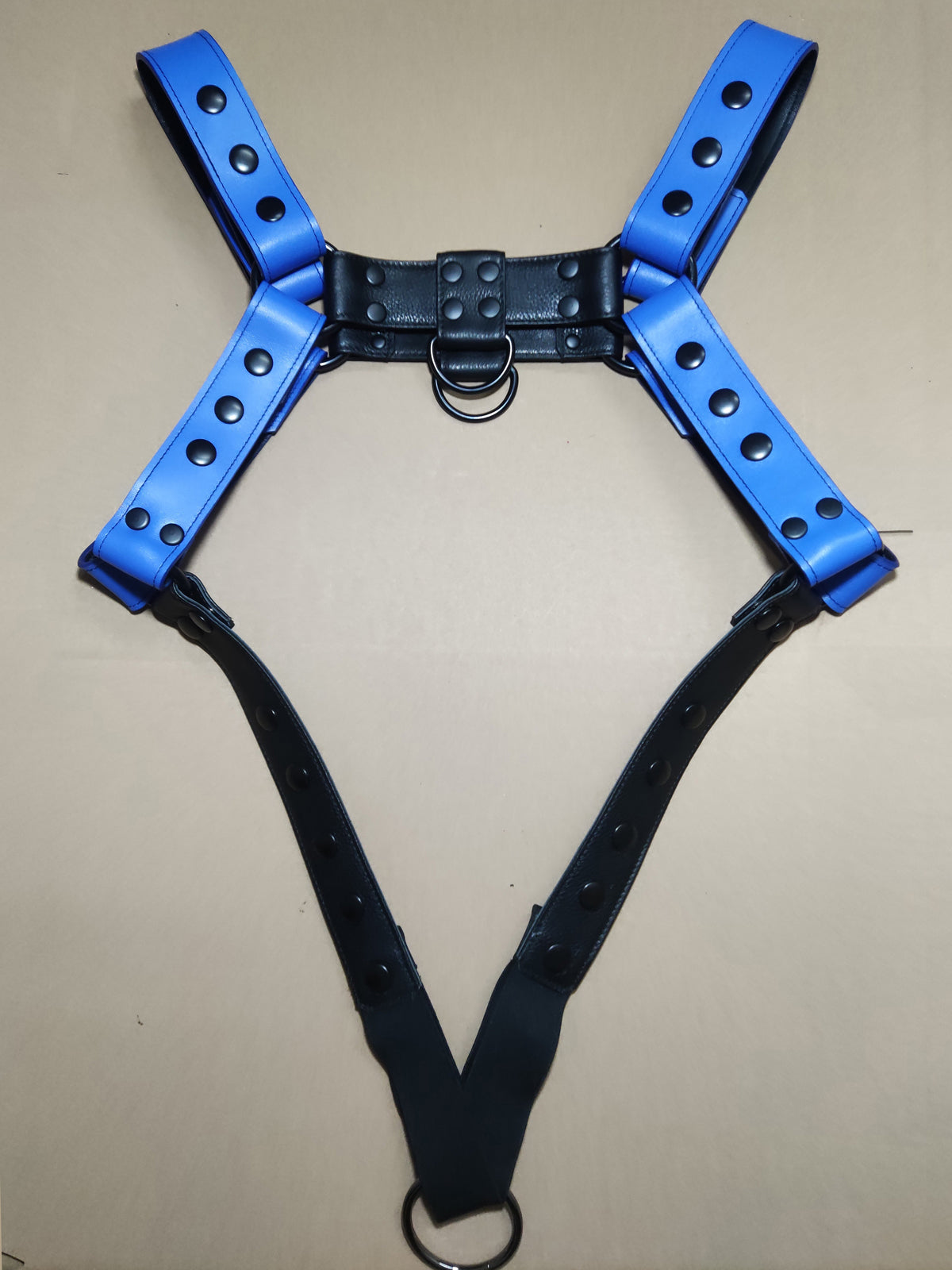 Blue Genuine Leather Underwear Top Layer Cowhide Shoulder Strap And Chest Strap