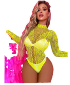 Women's Passionate Backless Jacquard Fishnet Clothes Jumpsuit