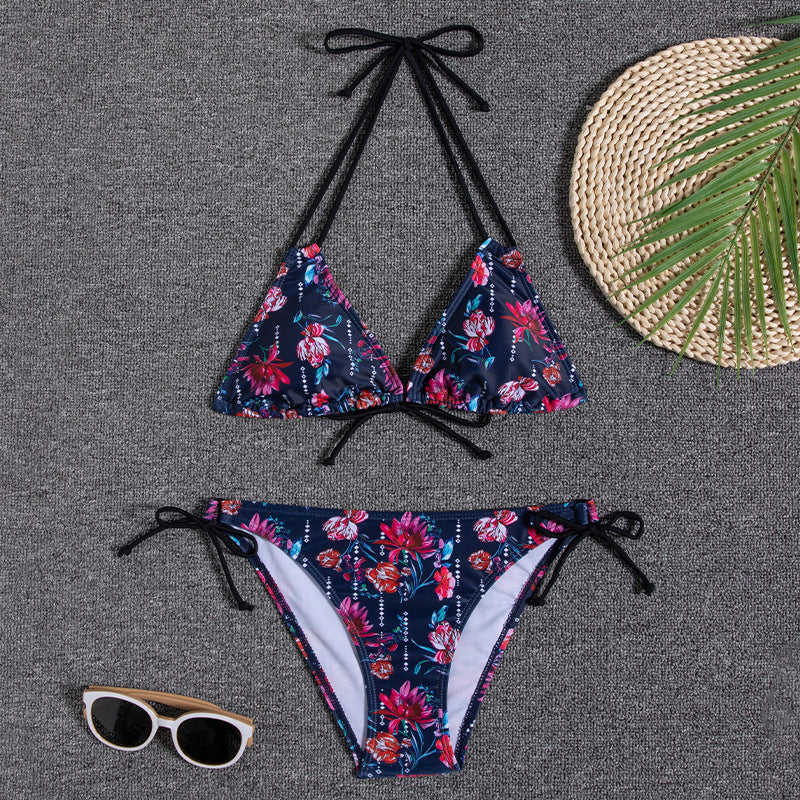New Bikini Women's Swimsuit Printed Halter Series