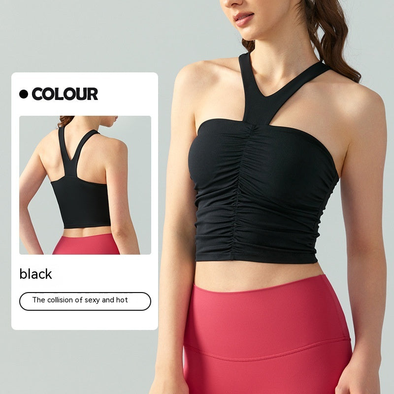 Halter Spaghetti Straps Vest With Chest Pad One-piece Summer Skinny Inner Match Tube Top Sleeveless Top