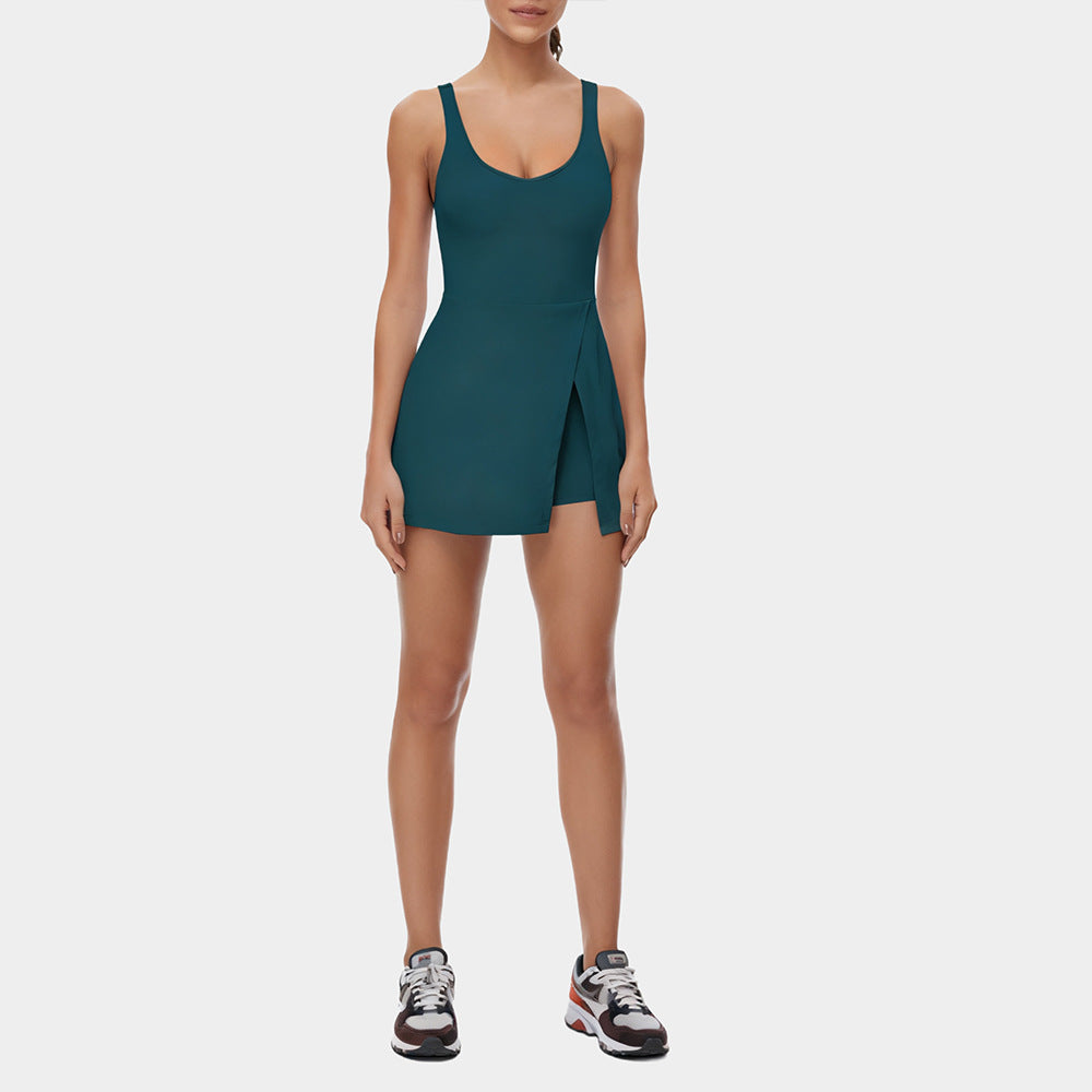 Womens Strappy Split Jumpsuit Athletic Dress