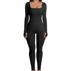 Seamless Double-layer Jumpsuit Long-sleeved Body Shaper Hip Lifting Yoga Jumpsuit Sports Jumpsuit Bodysuits