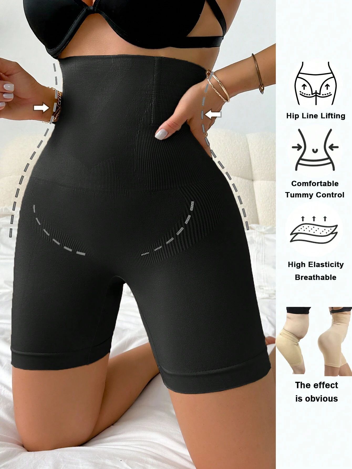 Women's Seamless High Waisted Shapewear Boyshorts - Tummy Control & Butt Lifter Panties, No-Roll Flat Leg Shaping Briefs For Under Dresses & Yoga Pants
