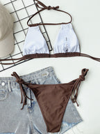 Bikini Solid Color Sexy Female Split Swimsuit Straps