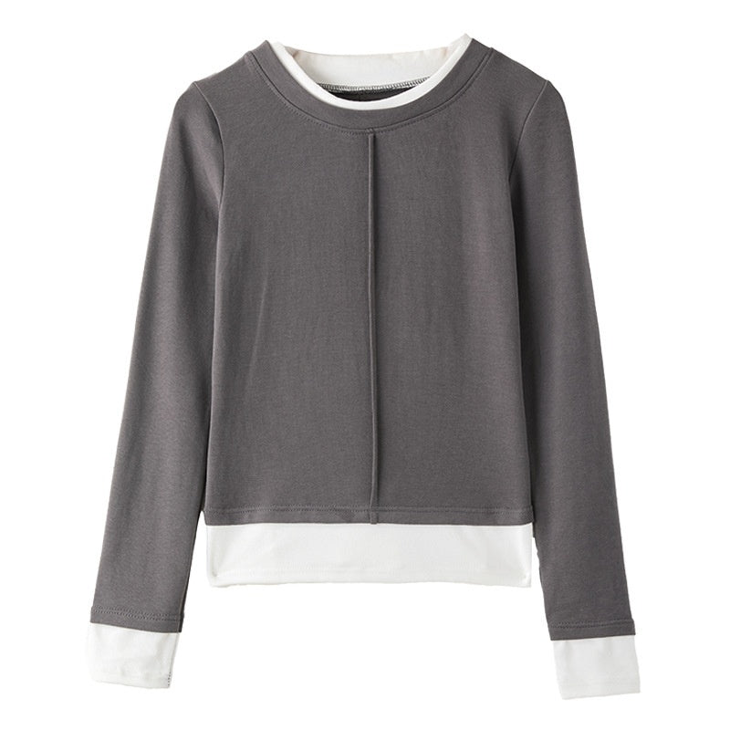 Round Neck False Two Pieces Inner Wear Women's Outer Wear High-grade Top