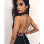 Embroidered Halterneck Sexy Jumpsuit