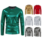 Men's Long-Sleeve Glossy T-Shirt Fashion Base Layer Shirt