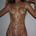 Luxury Multi-layer Fringed  Rhinestone One-piece
