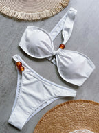 Pure Color Bikini Backless Split Swimsuit