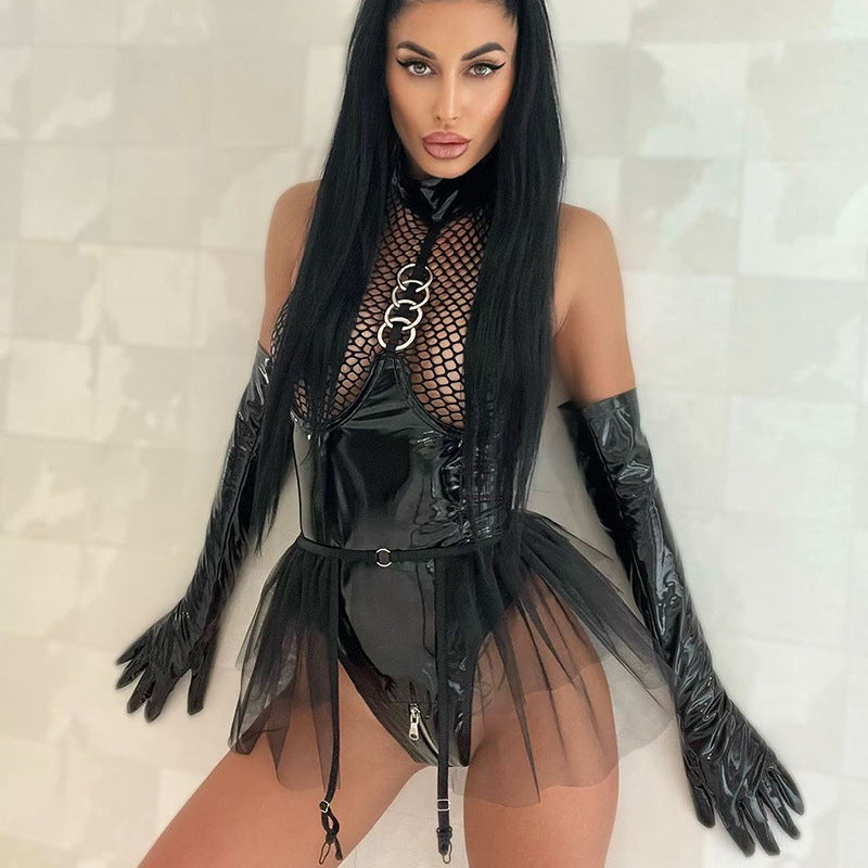 Mesh Joint Halter Jumpsuit