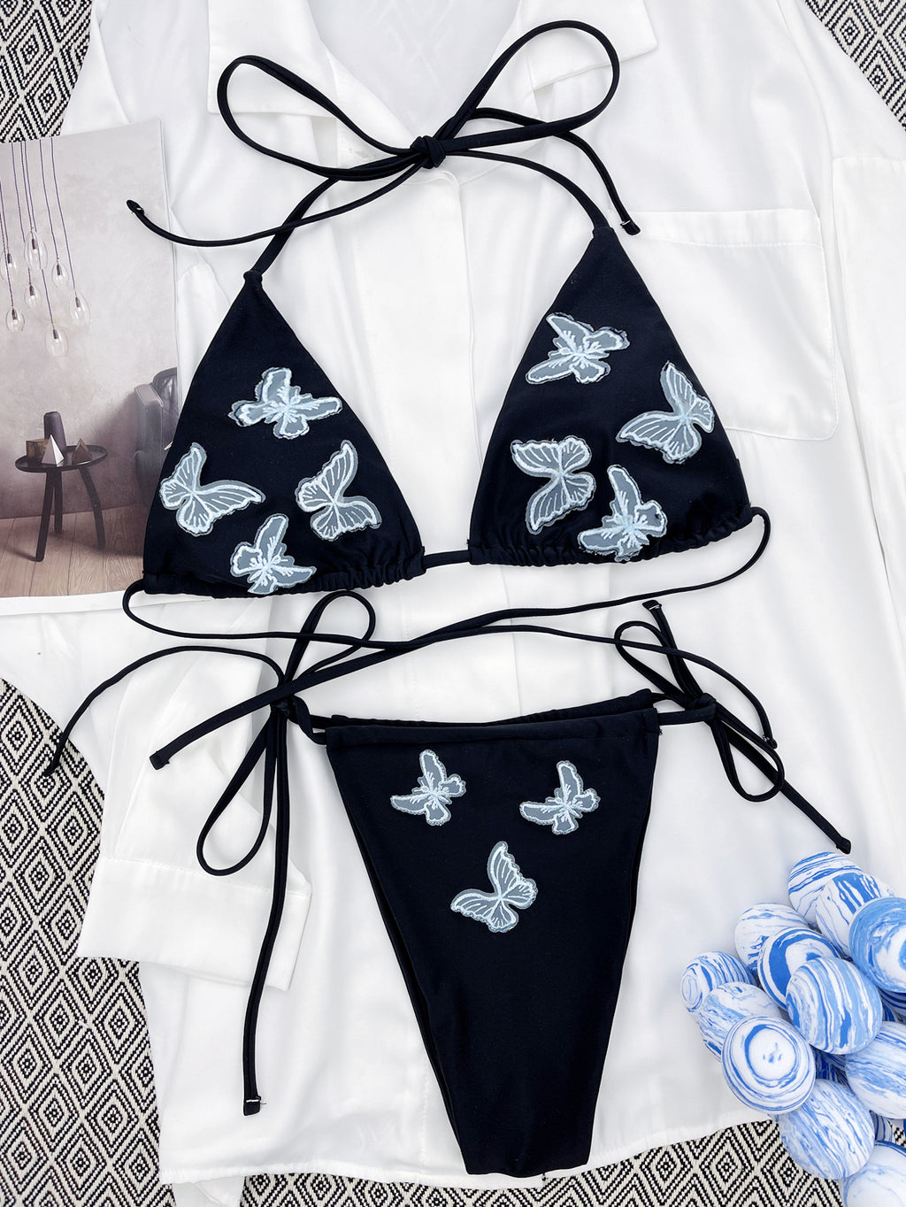 New Butterfly Lace Bikini Triangle Swimsuit