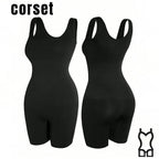 Women's Wide Strap Body Shaper Bodysuit - Tummy Control & Butt Lifter Shapewear With Push-Up Bust Support, Waist Cincher Corset For Postpartum Recovery & Firming
