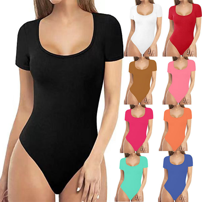 Women's Low Round Neck Bottoming Casual Jumpsuit