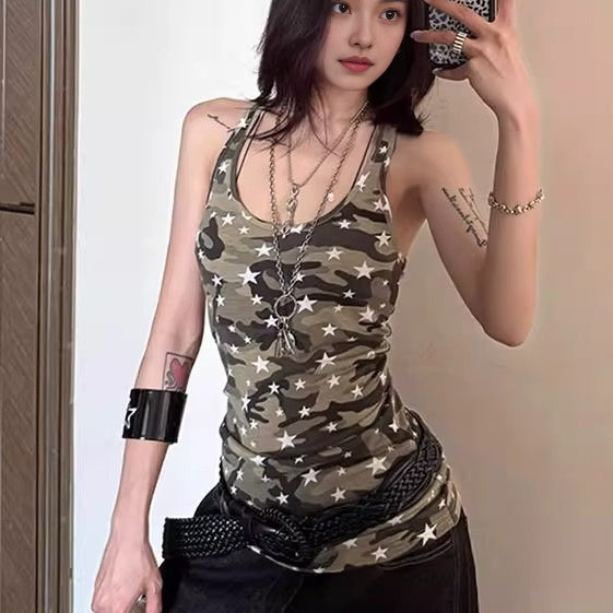 Inside-layer Slim-fit Sleeveless Sweet And Spicy Girl's American-style Trendy Top