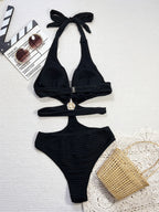 Women's Solid Color Triangle One-piece Swimsuit