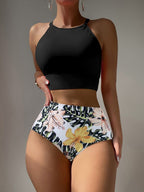 Womens Floral Print Two-Piece Swimsuit