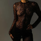 Women's Graceful And Fashionable Lace Up Lace Pattern Jumpsuit