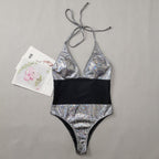 Silver Shiny Sexy One Piece Swimsuit