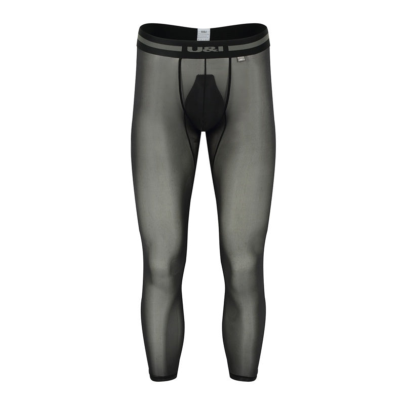 Men's Base Layer Pants Ultra-thin Smooth Transparent Fitness Leggings
