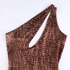 Cutout Snake Print Skinny Hip Lift Jumpsuit