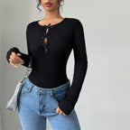 Simple Slim-fit Crew-neck T-shirt For Fallwinterversatile And Perfect As A Base Layer