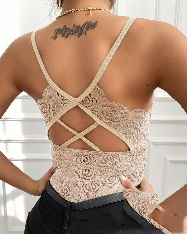 Lace Plus Size Spaghetti Straps Outerwear Vest Women's Slim Fit Inner Wear Bottoming Shirt