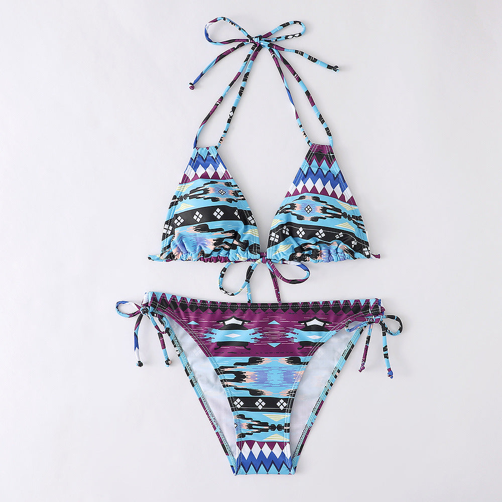 New Bikini Women's Swimsuit Printed Halter Series