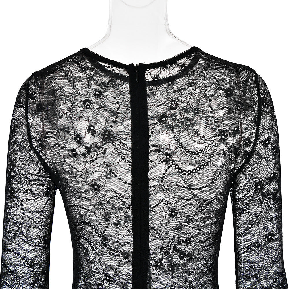 Women's Graceful And Fashionable Lace Up Lace Pattern Jumpsuit