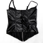 European And American Court PU Punk Tunic Women's Shoulder Strap Shapewear