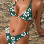 Sexy Triangle Two-Piece Bikini Printed Swimsuit Women