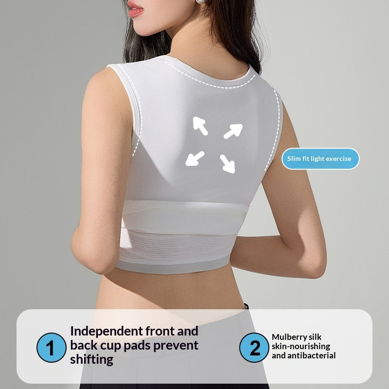 Outerwear Sleeveless Base Layer Tencel Cool-Feel Wide-Shoulder Tank Top