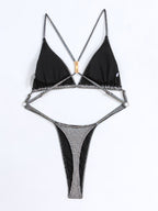 Back Hollow-out Shiny Bikini Swimsuit