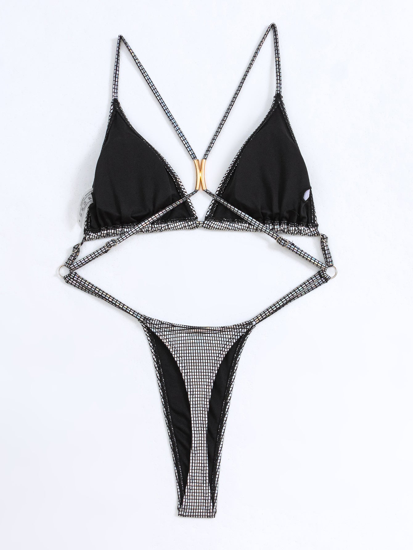 Back Hollow-out Shiny Bikini Swimsuit