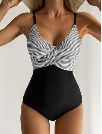 One Piece Swimsuit Crossover Leopard Print Sexy Backless Swimsuit