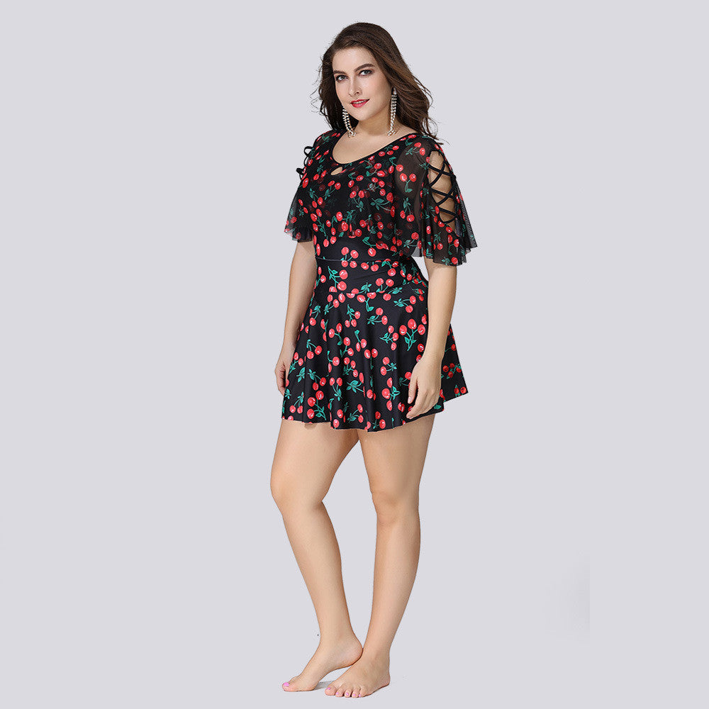 Women's Oversized Skirt Print One Piece Swimsuit