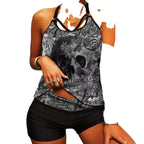 Skull Butterfly Printed Womens Swimsuit Set