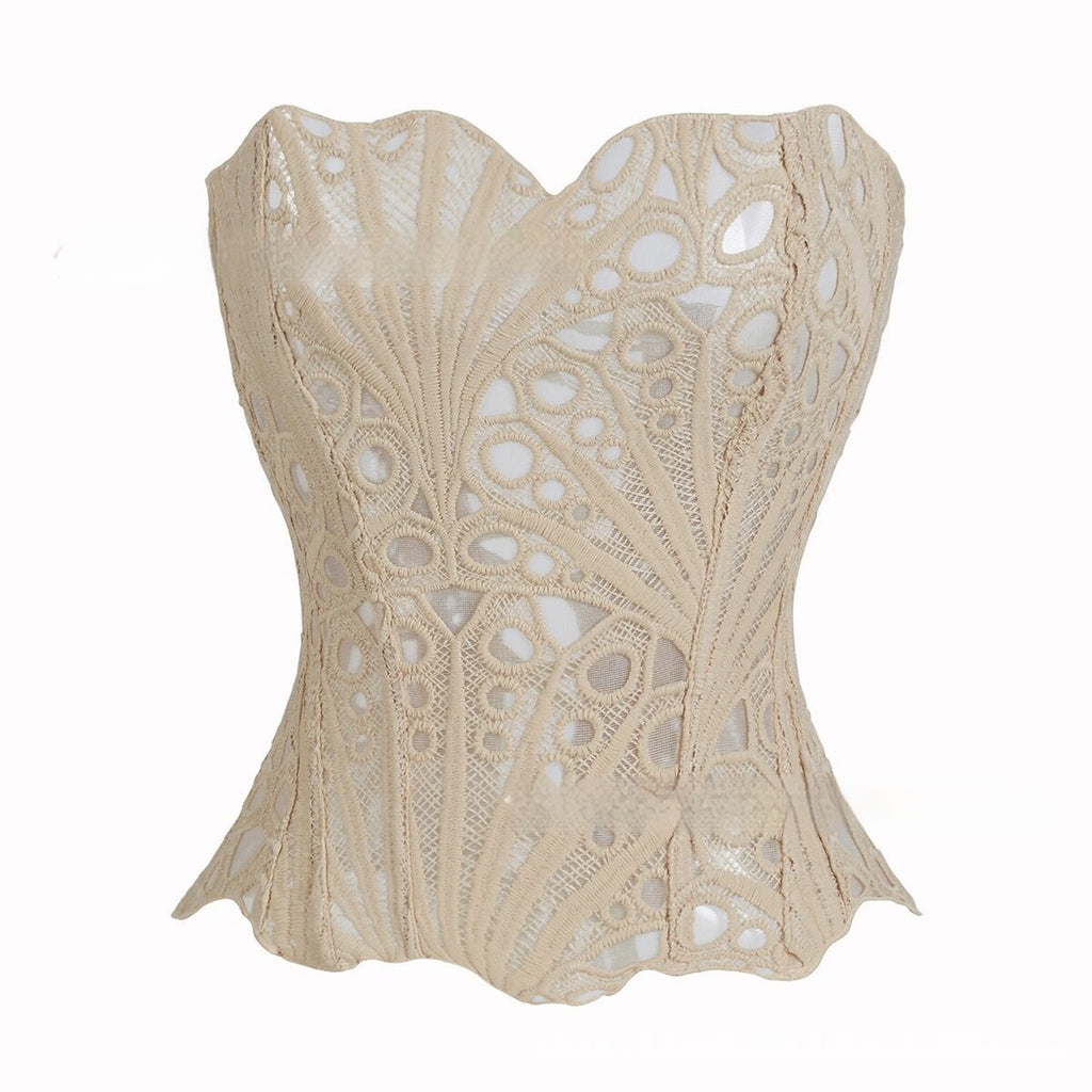 Sexy Hollow Out Corset Top Women Lace Double-layer Streetwear Party Club Corset Clothing