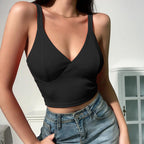 Women's New Inner Trim Backless Top In Solid Color