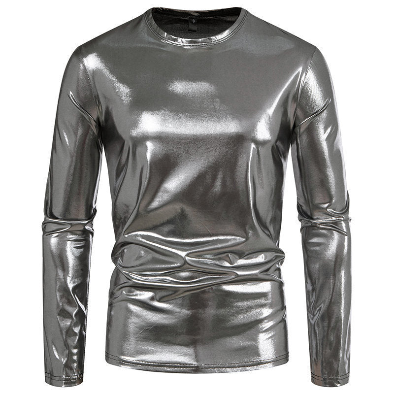 Men's Long-Sleeve Glossy T-Shirt Fashion Base Layer Shirt