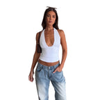 New Womens Sexy Chic Inner Layer Slim-Fit Lace-Up Pleated Solid-Color Top For Women