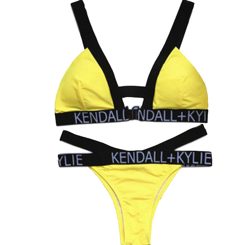 Bikini Swimsuit European And American Alphabet Bandage Sexy
