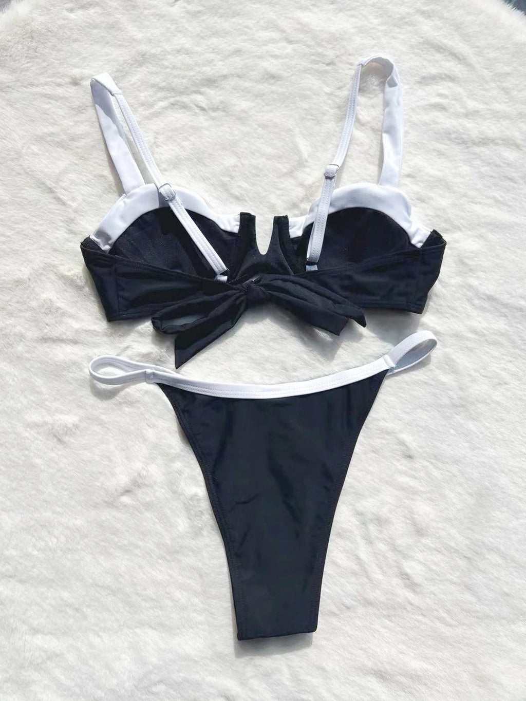 Low Waist Bikini Stitching Split Women's Swimsuit