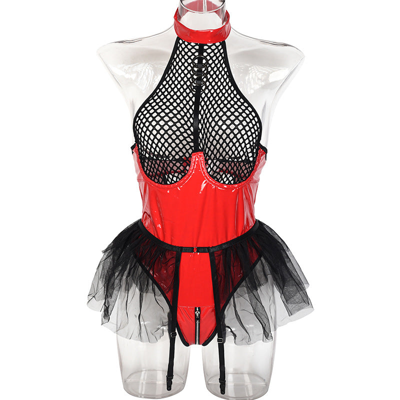 Mesh Joint Halter Jumpsuit
